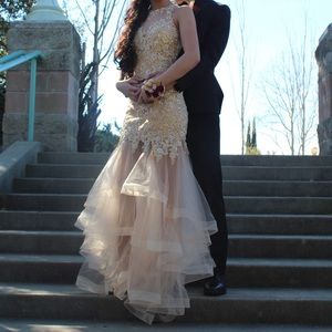 Mermaid Style gold prom dress